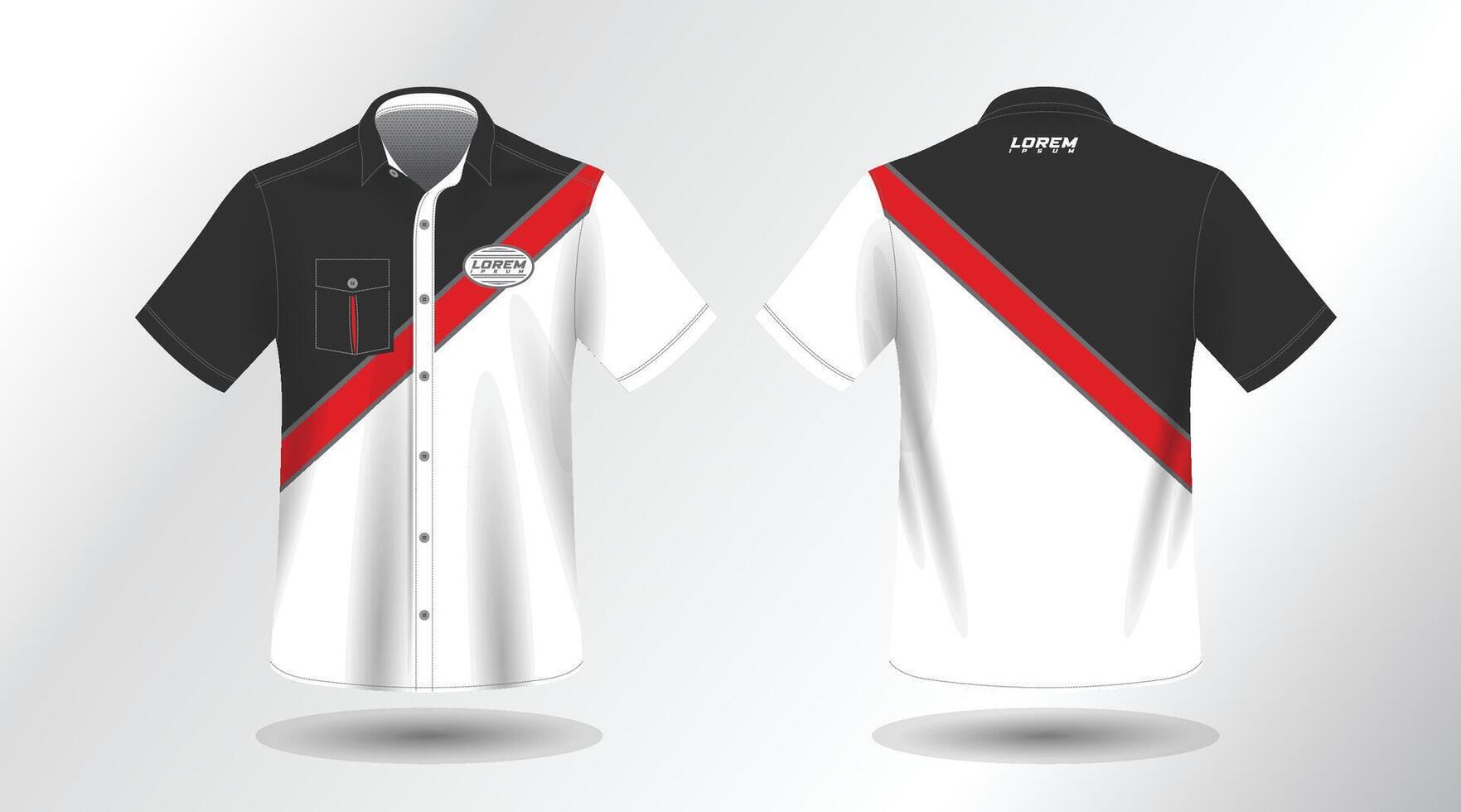 short sleeve work shirt design mockup template vector