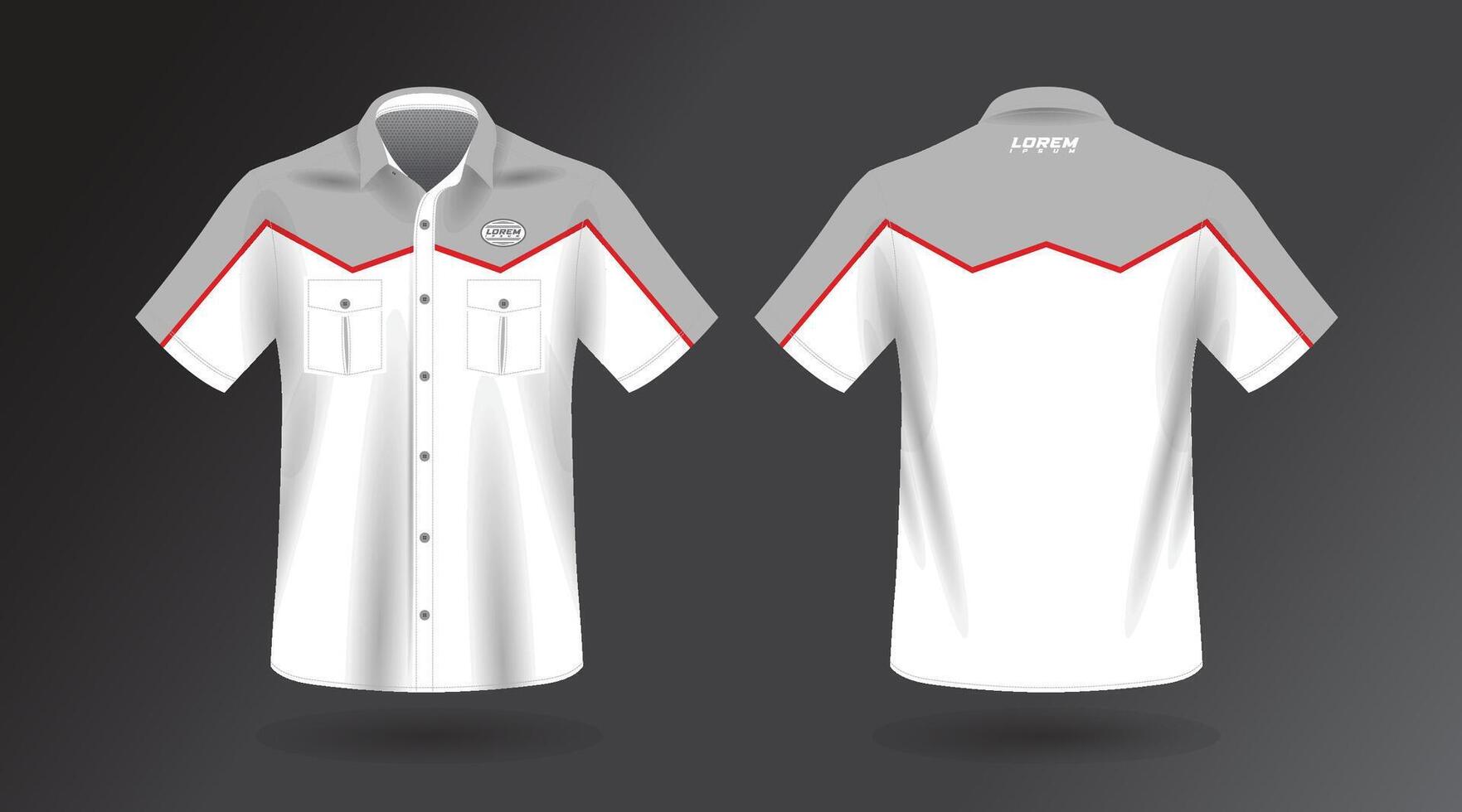 short sleeve work shirt design mockup template vector