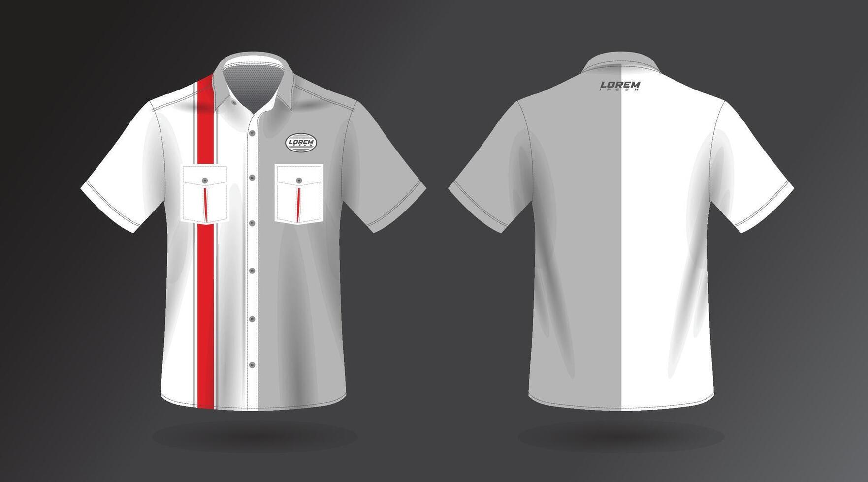 short sleeve work shirt design mockup template vector