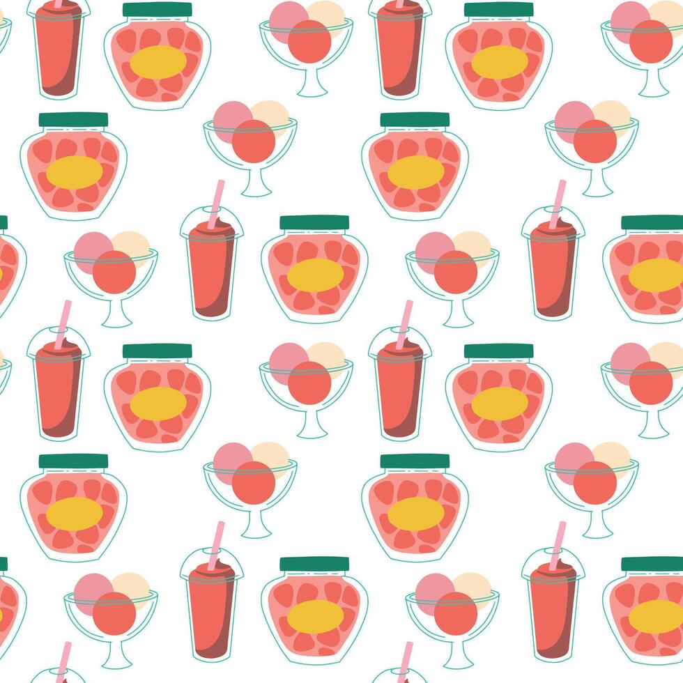 seamless strawberry jam pattern vector