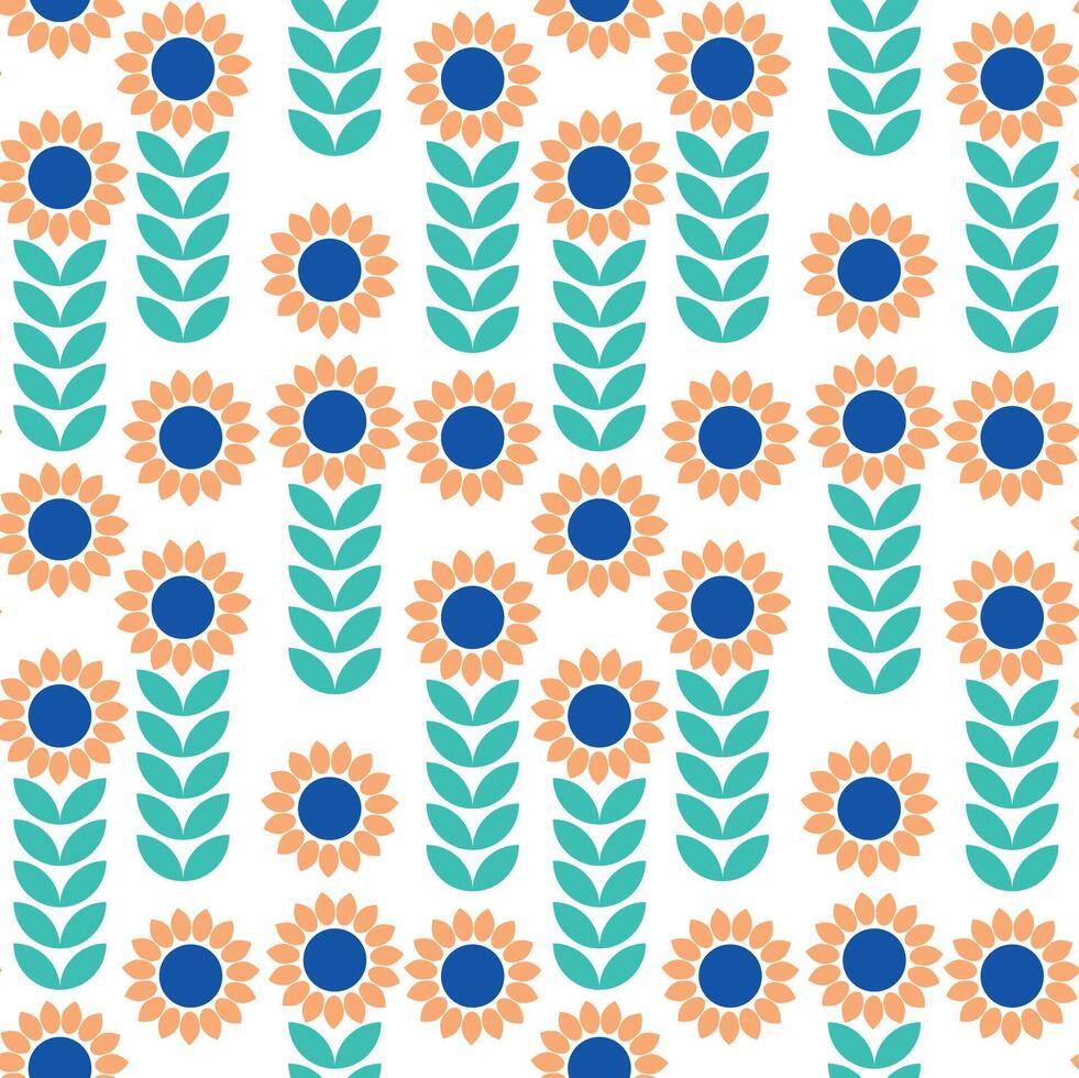 seamless pattern with bold blue and yellow sunflowers. Ukrainian flag colors. Perfect for textile, fabric, wallpapers, graphic art, printing etc. vector