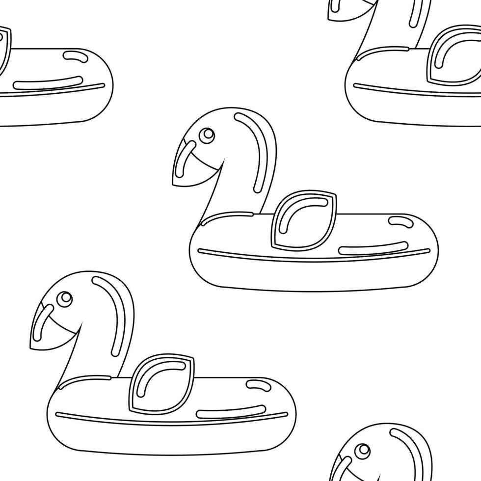 Seamless pattern pink flamingo inflatable. Pool float. Inflatable colorful unicorn. Swimming circle. Realistic summertime illustration. template for your summertime design vector