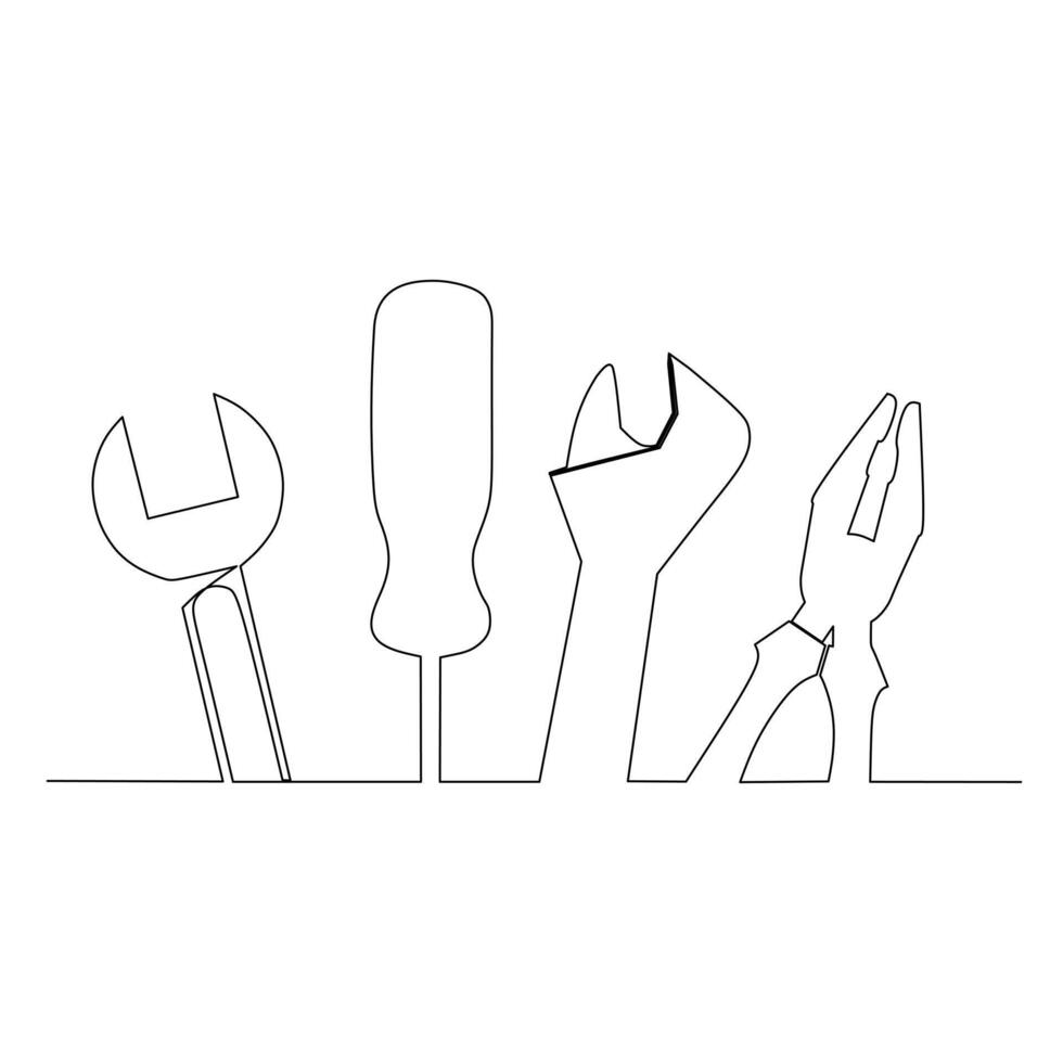 conjunto de herramientas. plano cabeza y Phillips tornillo conductor. sencillo mano dibujado estilo diseño elemento. ilustración para industrial y construcción vector