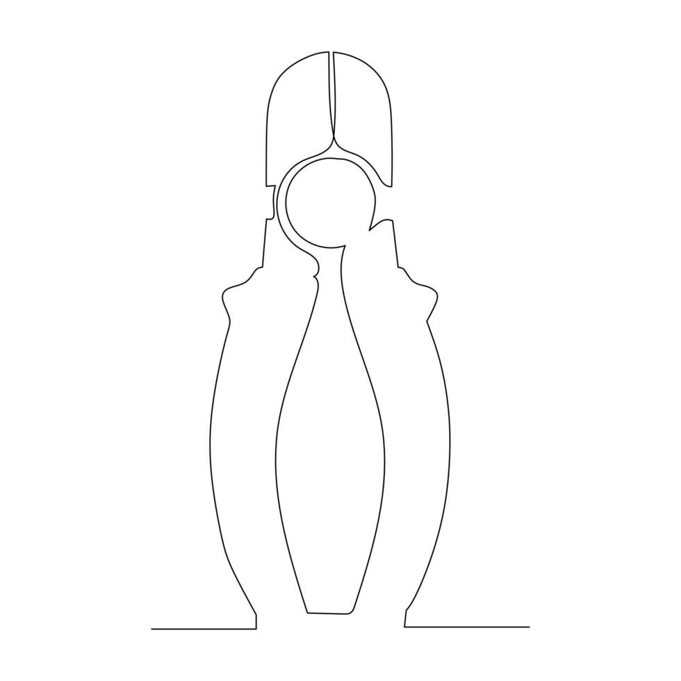 Simple drawing of pliers Illustration design of tools for Industrial concept . single line continuous drawing. vector