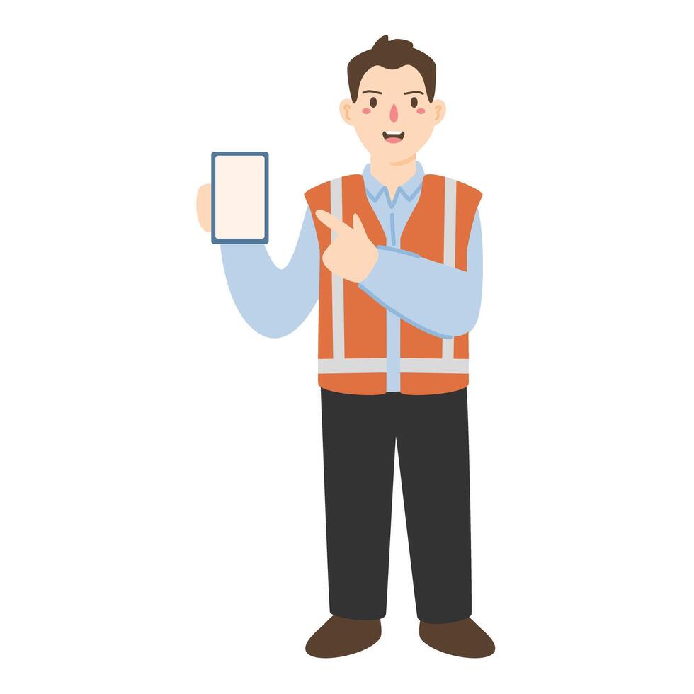 Worker Wearing Safety Uniforms Working vector
