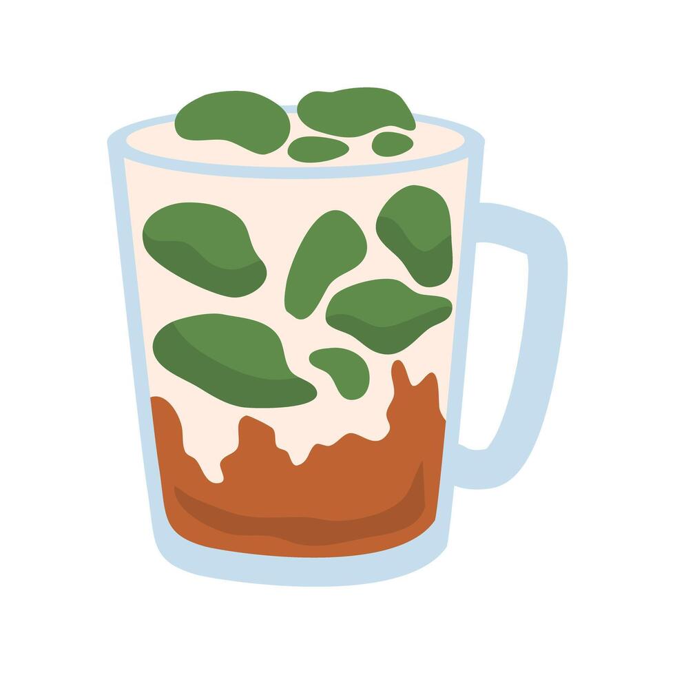 cincau hijau is a traditional cold beverage from Indonesia or iced grass jelly vector