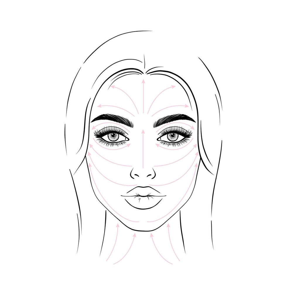 facial masaje línea vector