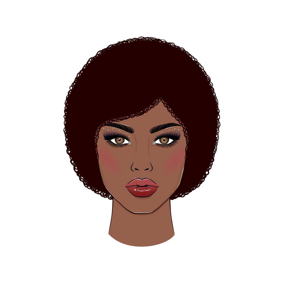 Face of young african woman vector