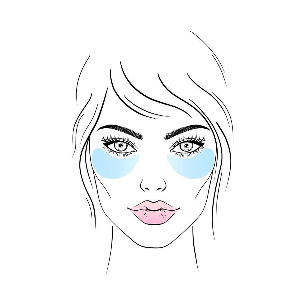 face with cosmetic patches vector