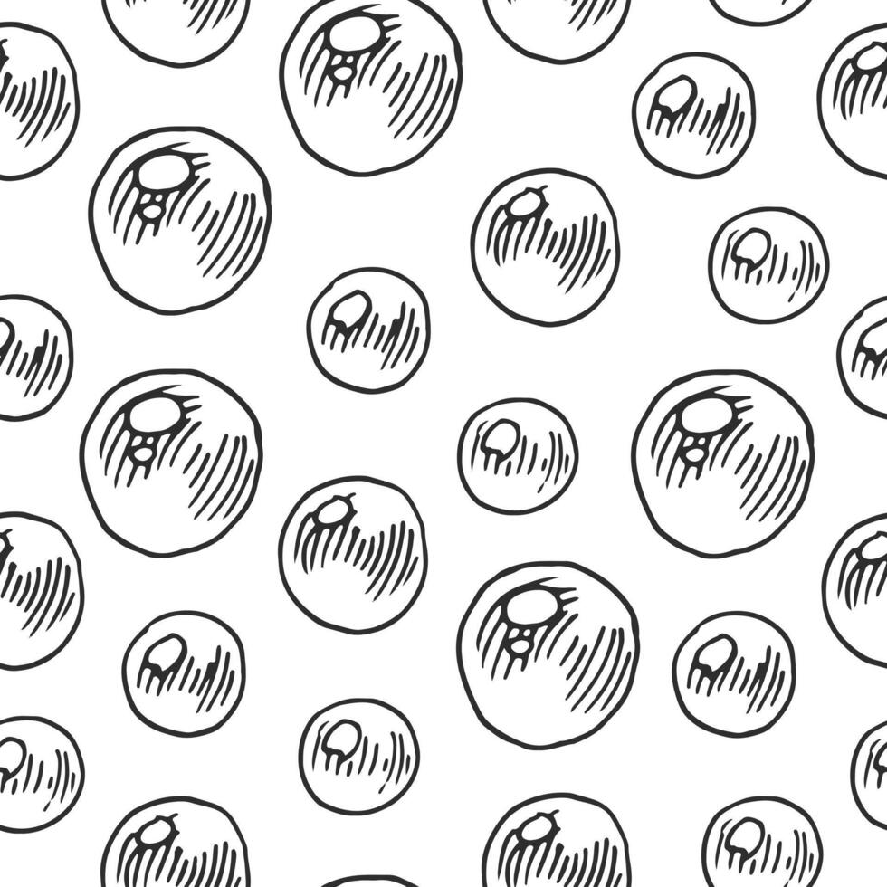 Bubble soap seamless Pattern. Outline illustration of underwater Background. Black and white line art. Hand drawn graphic sketch. Linear drawing of water with air vector