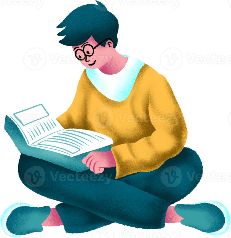 Student reading illustration character png