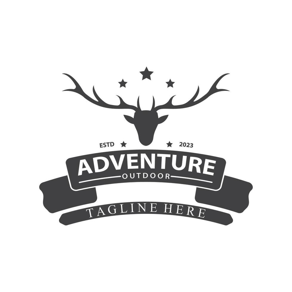 deer logo adventure vintage wild simple logo vektor design vector