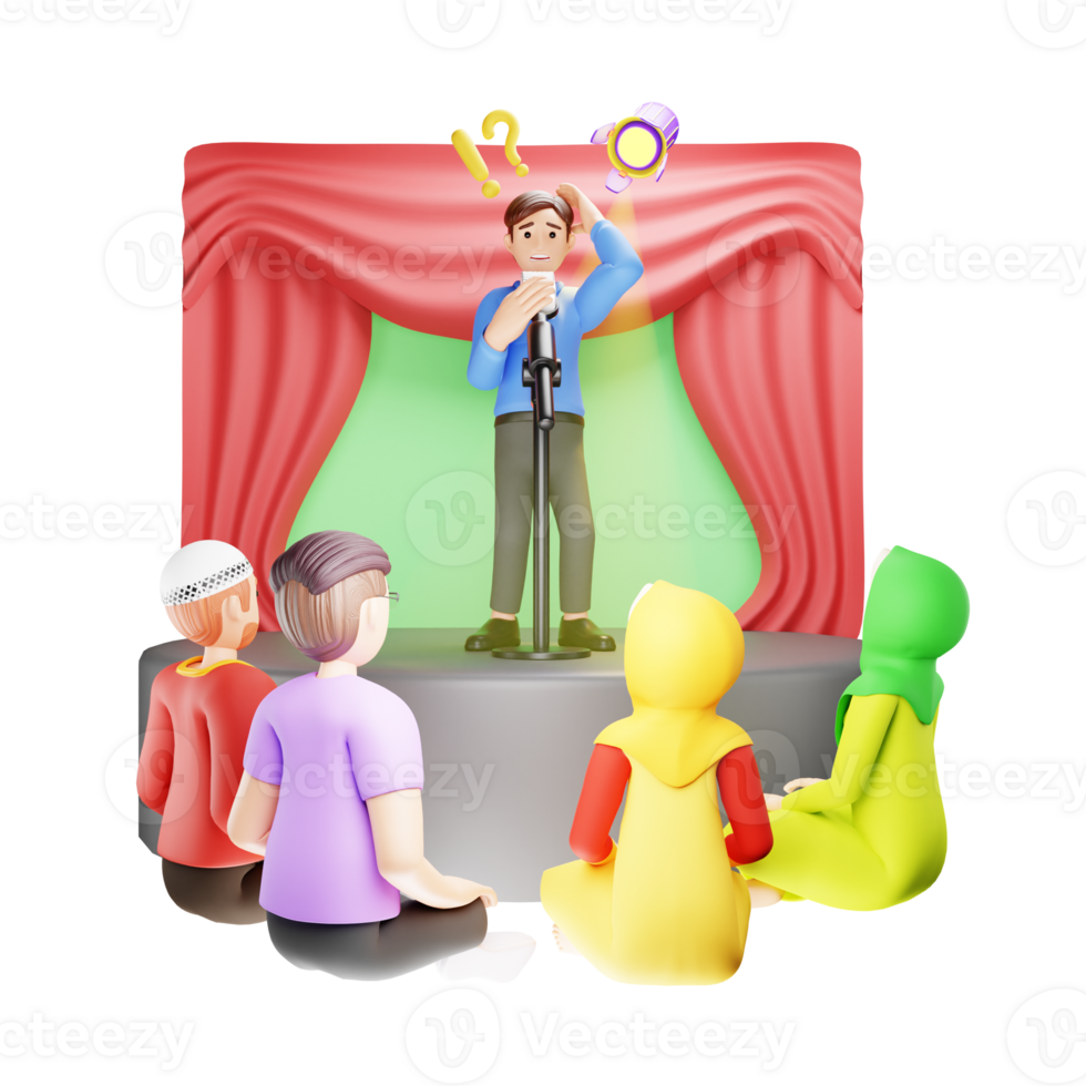 Man Fear of Public Speaking 3D Character Illustration png