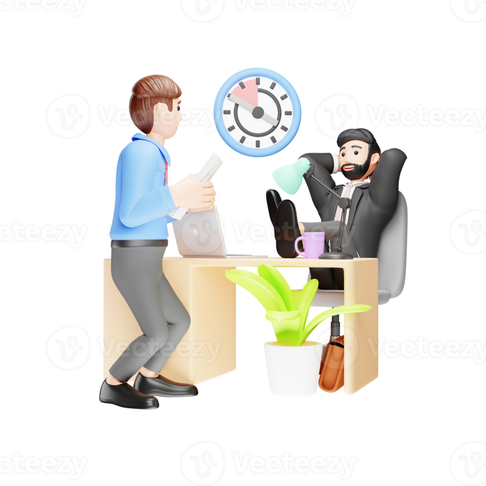 Office Worker Afraid of Boss - 3D Character Illustration in Business png