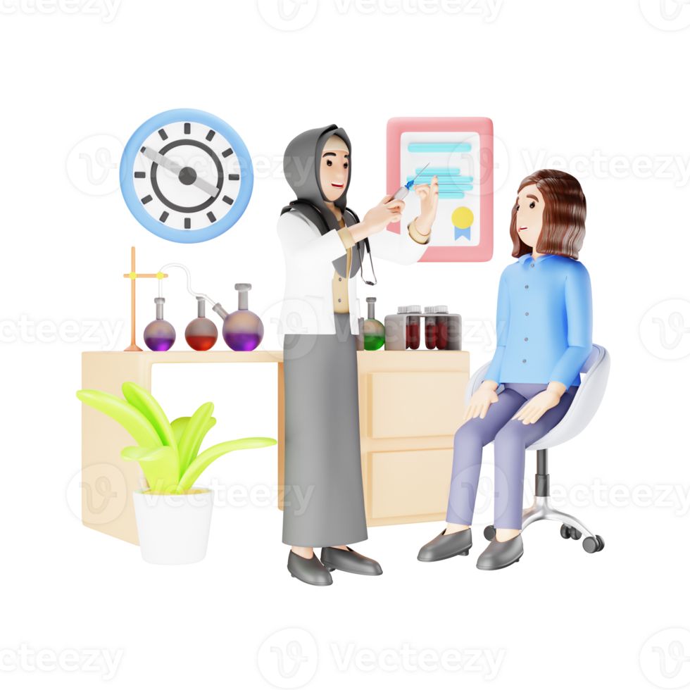 Doctor Provides Vaccine to Patient - 3D Character Illustration png