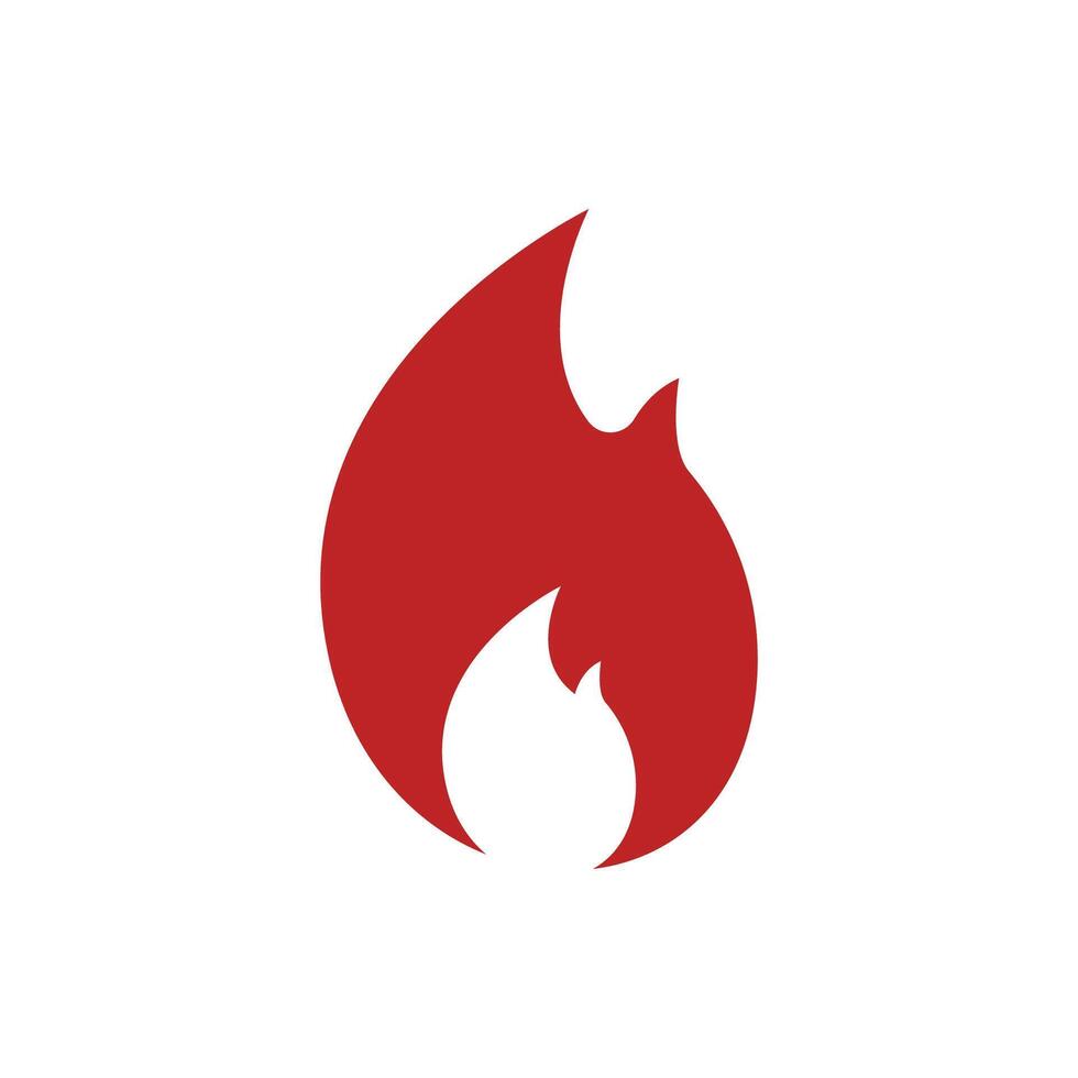 Fire flame. Red flame in abstract style on white background. Flat fire. Modern art isolated graphic. Fire sign. Illustration vector