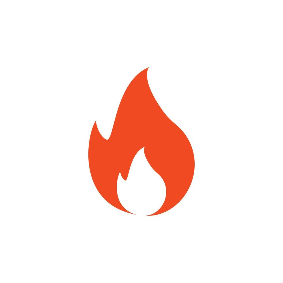Fire flame. Red flame in abstract style on white background. Flat fire. Modern art isolated graphic. Fire sign. Illustration vector