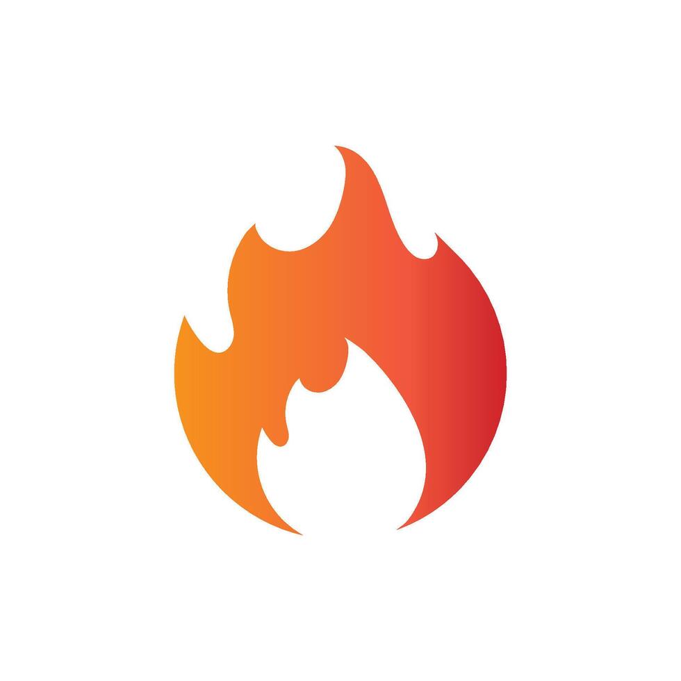 Fire flame. Red flame in abstract style on white background. Flat fire. Modern art isolated graphic. Fire sign. Illustration vector