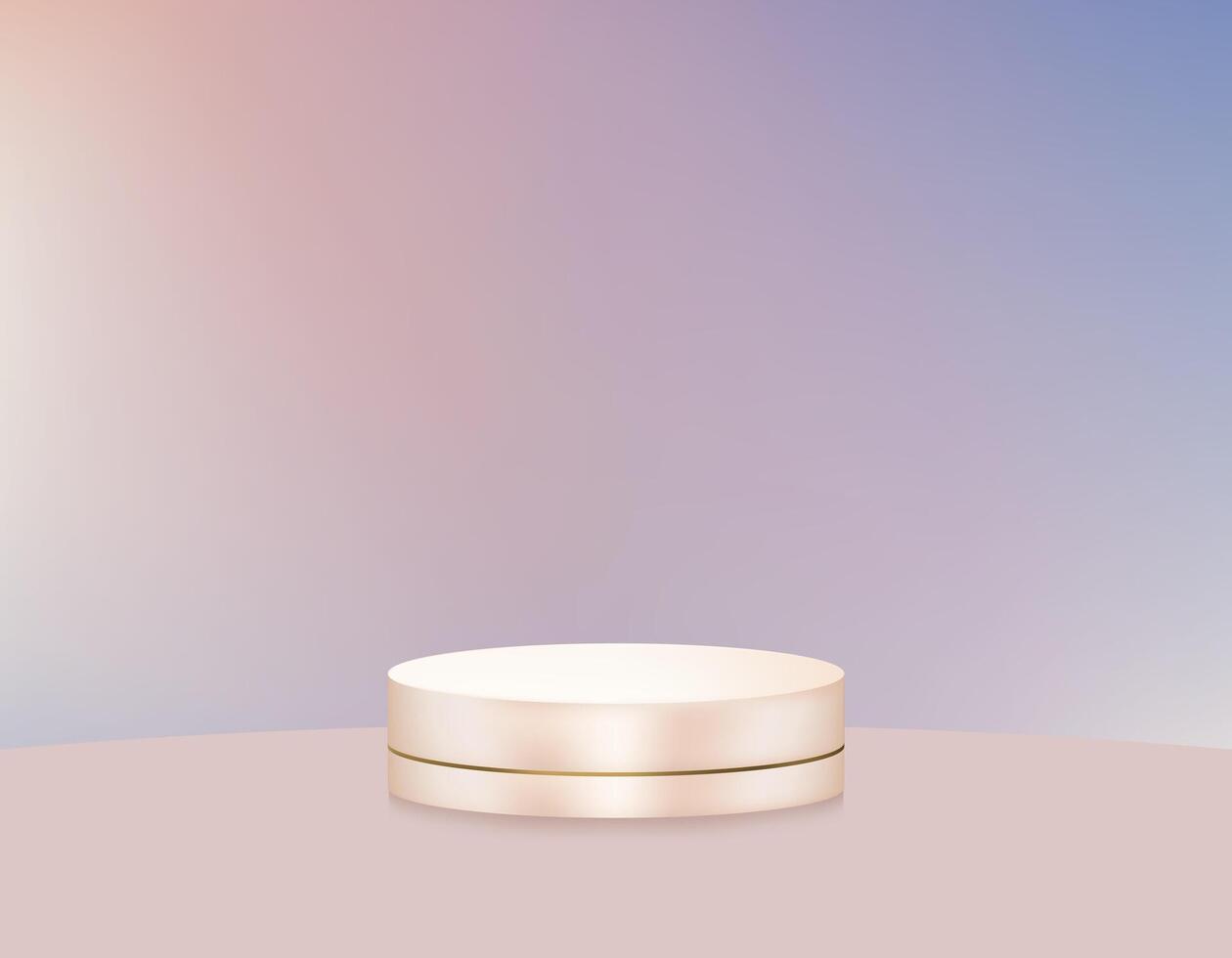 Purple Background studio with light on Podium display for cosmetic product present platform.Pastel bright beige,purple pedestal stage stand backdrop minimal design concept for spring, summer,winter vector