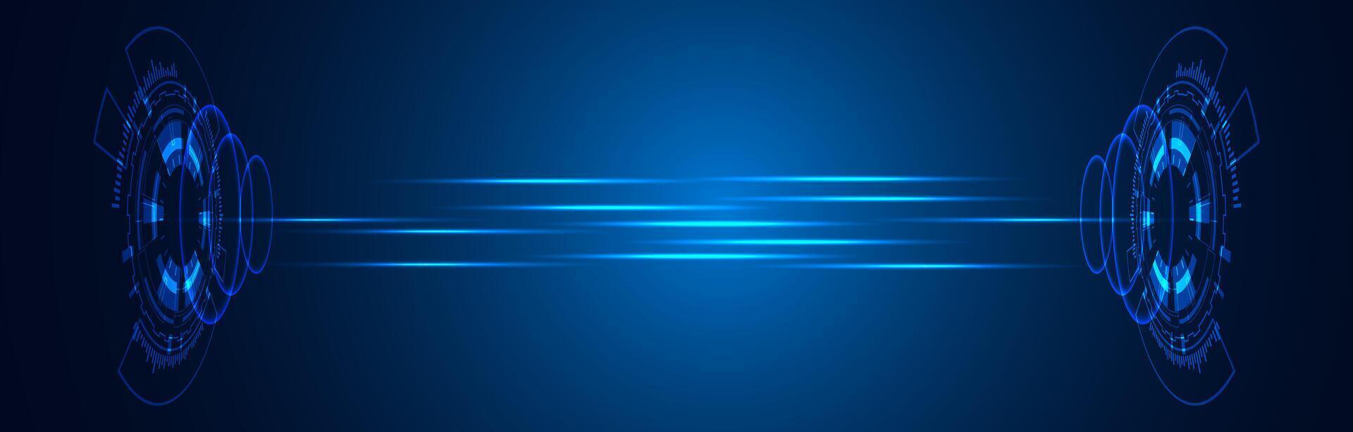 Modern digital circle, futuristic, blue, wide parallelogram and bright colors for banner or headline. vector