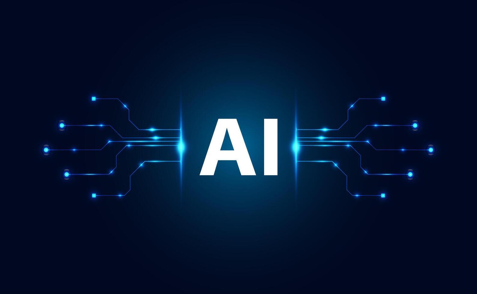 Abstract technology Ai computing chipset on circuit board concept working data of Artificial intelligence and futuristic digital for future on dark blue background. vector