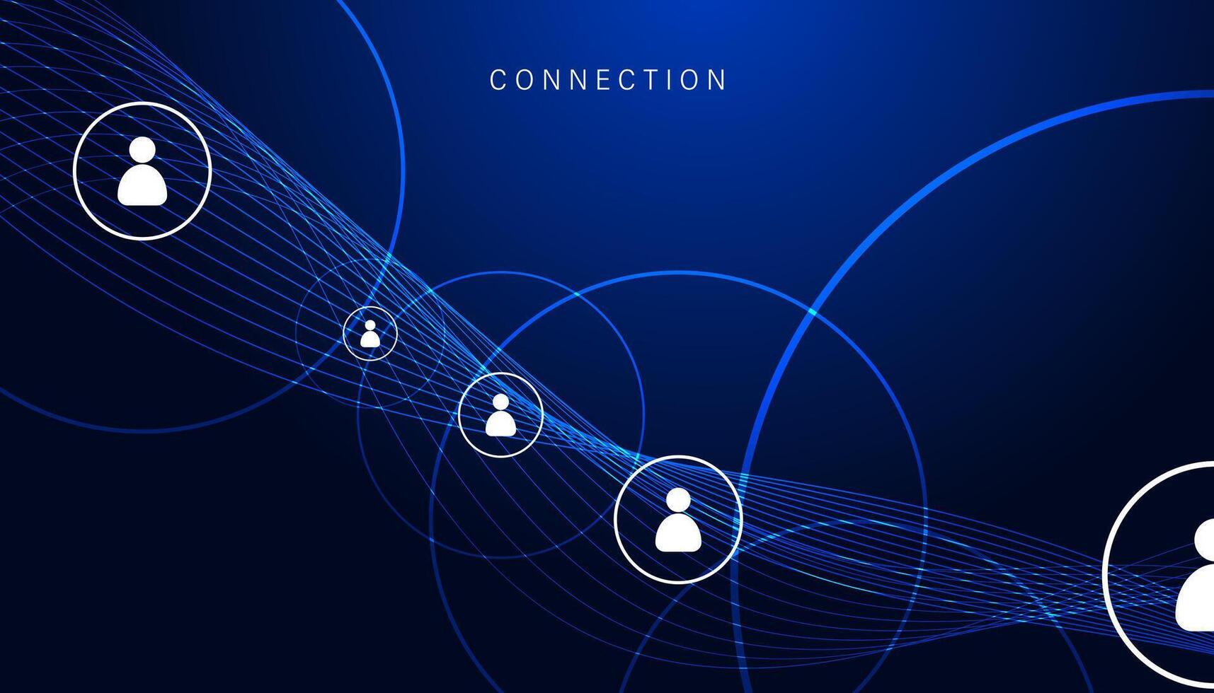 Wave blue Network connection, digital hi-tech digital internet communication, technology on global background and people icons on modern background. vector