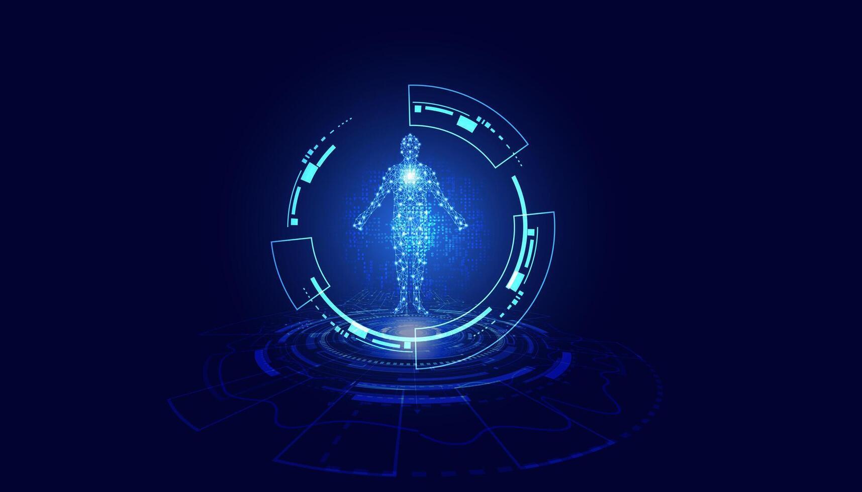 Digital circle, human interface, AI concept, functional intelligence on a blue background modern technology vector