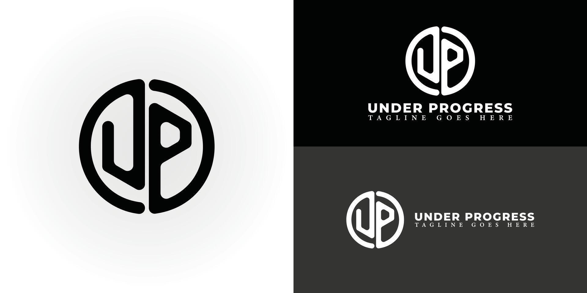 Abstract initial letter UP or PU logo in black color isolated on multiple background colors. The logo is suitable for business and consulting company logo icons to design inspiration templates. vector