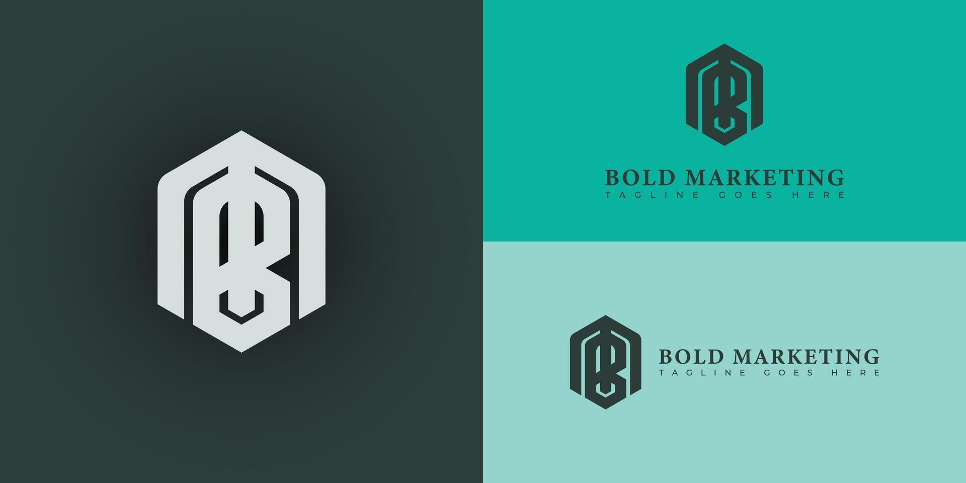 Abstract initial letter BM or MB logo in green color isolated on multiple background colors. The logo is suitable for marketing consultant company logo icons to design inspiration templates. vector