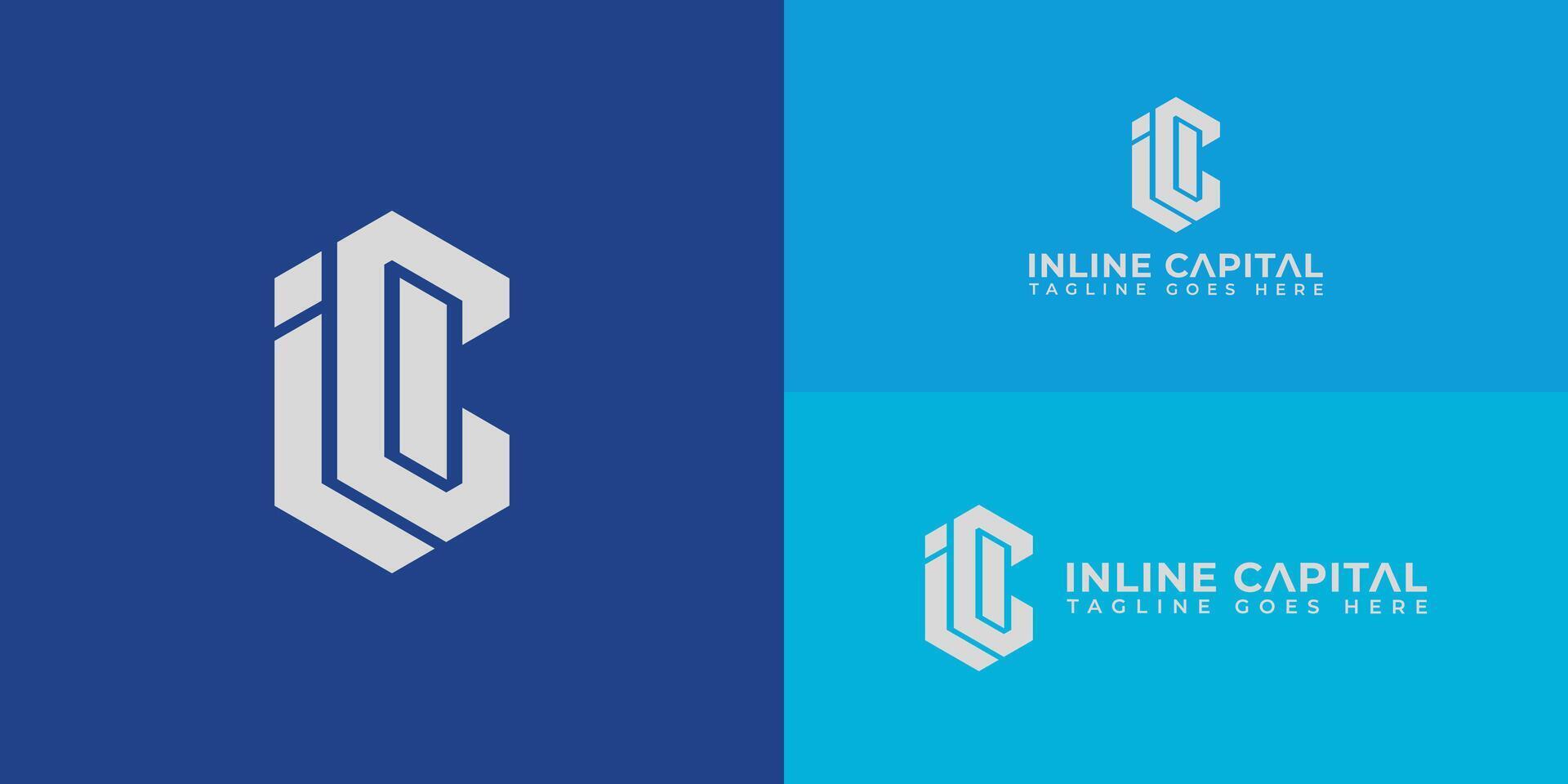 Abstract initial letter IC or CI logo in white color isolated on multiple blue background colors. The logo is suitable for accounting and financial company logo icons to design inspiration templates. vector