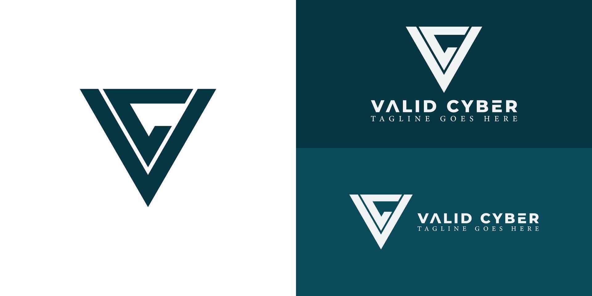 Abstract initial triangle letter VC or CV logo in blue color isolated on multiple background colors. The logo is suitable for system technology and cybersecurity company logo icons to design vector