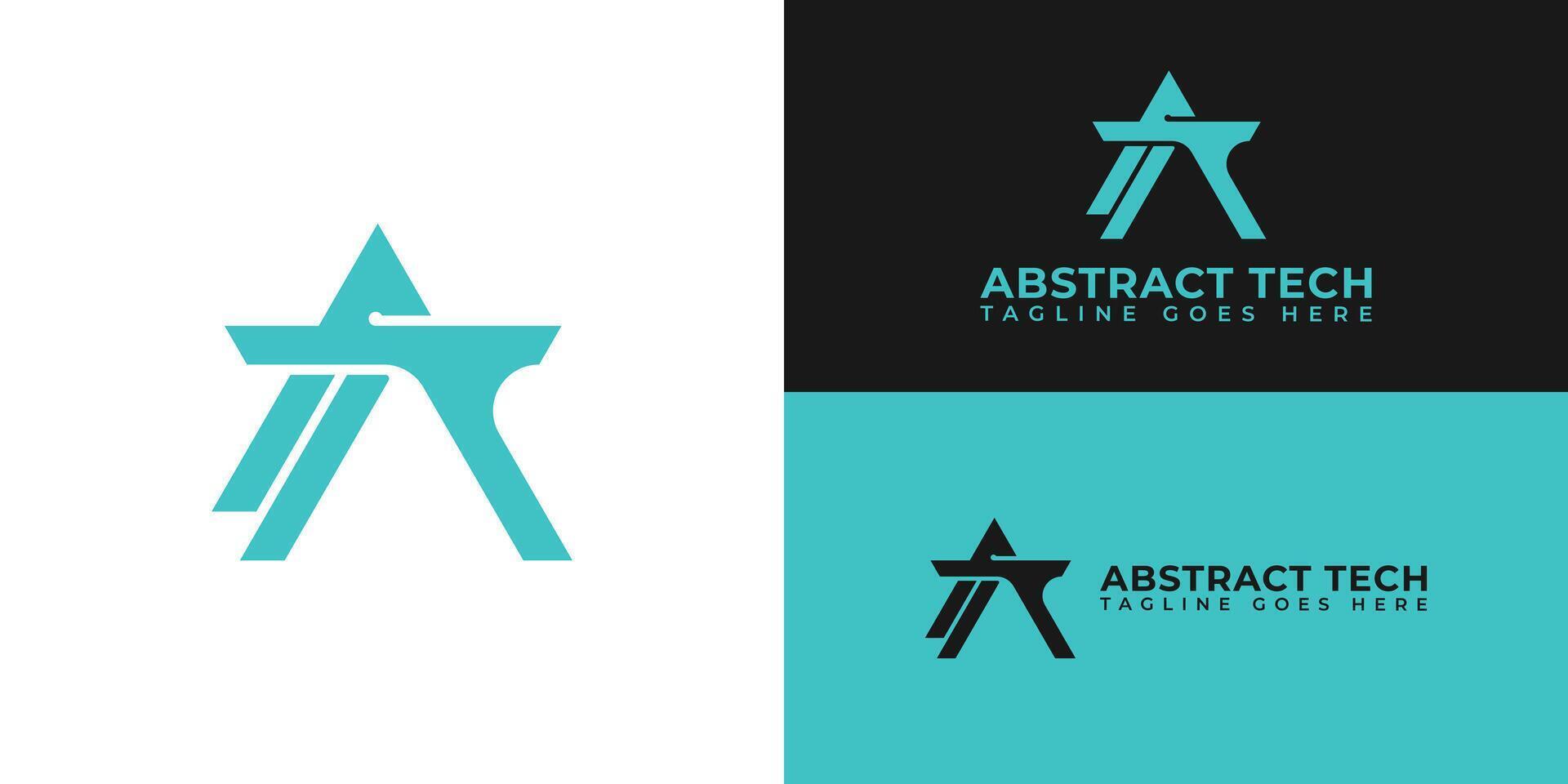 Abstract initial triangle letter AT or TA logo in blue color isolated on multiple background colors. The logo is suitable for technology consulting services logo icons to design inspiration templates. vector