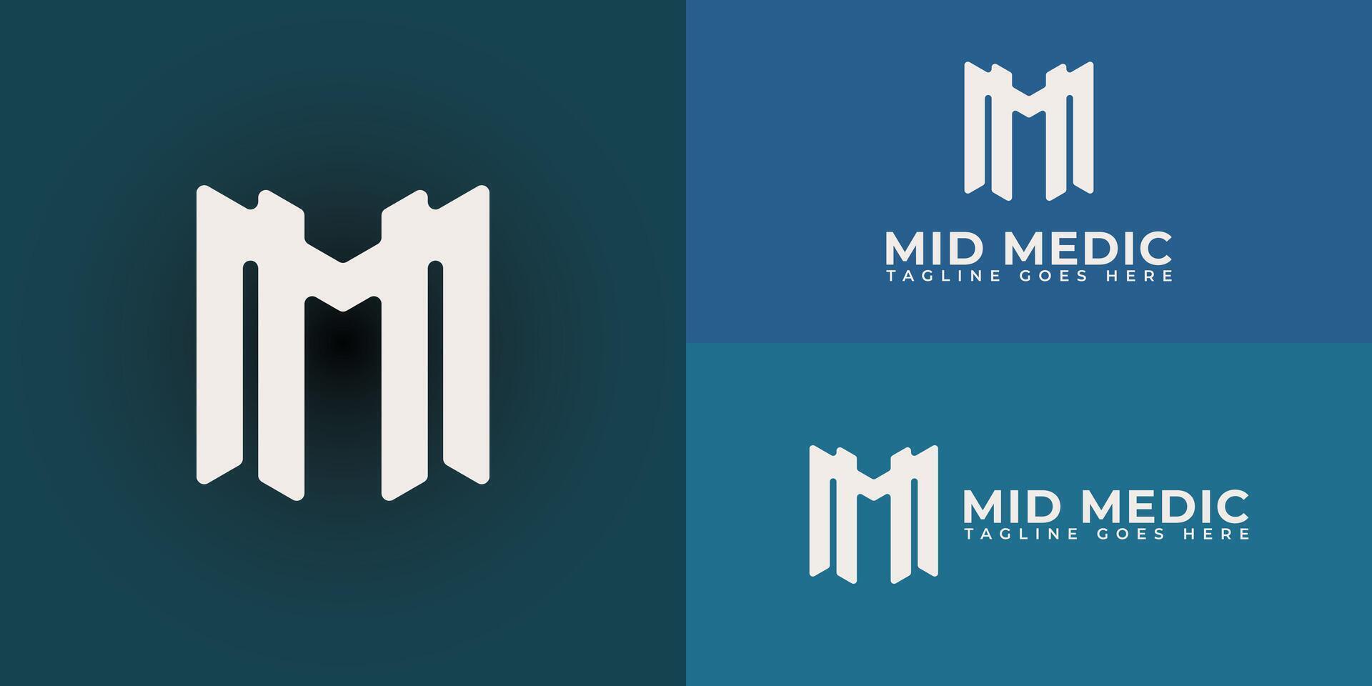 Abstract initial letter M or MM logo in white color isolated on multiple background colors. The logo is suitable for concierge doctor office logo icons to design inspiration templates. vector