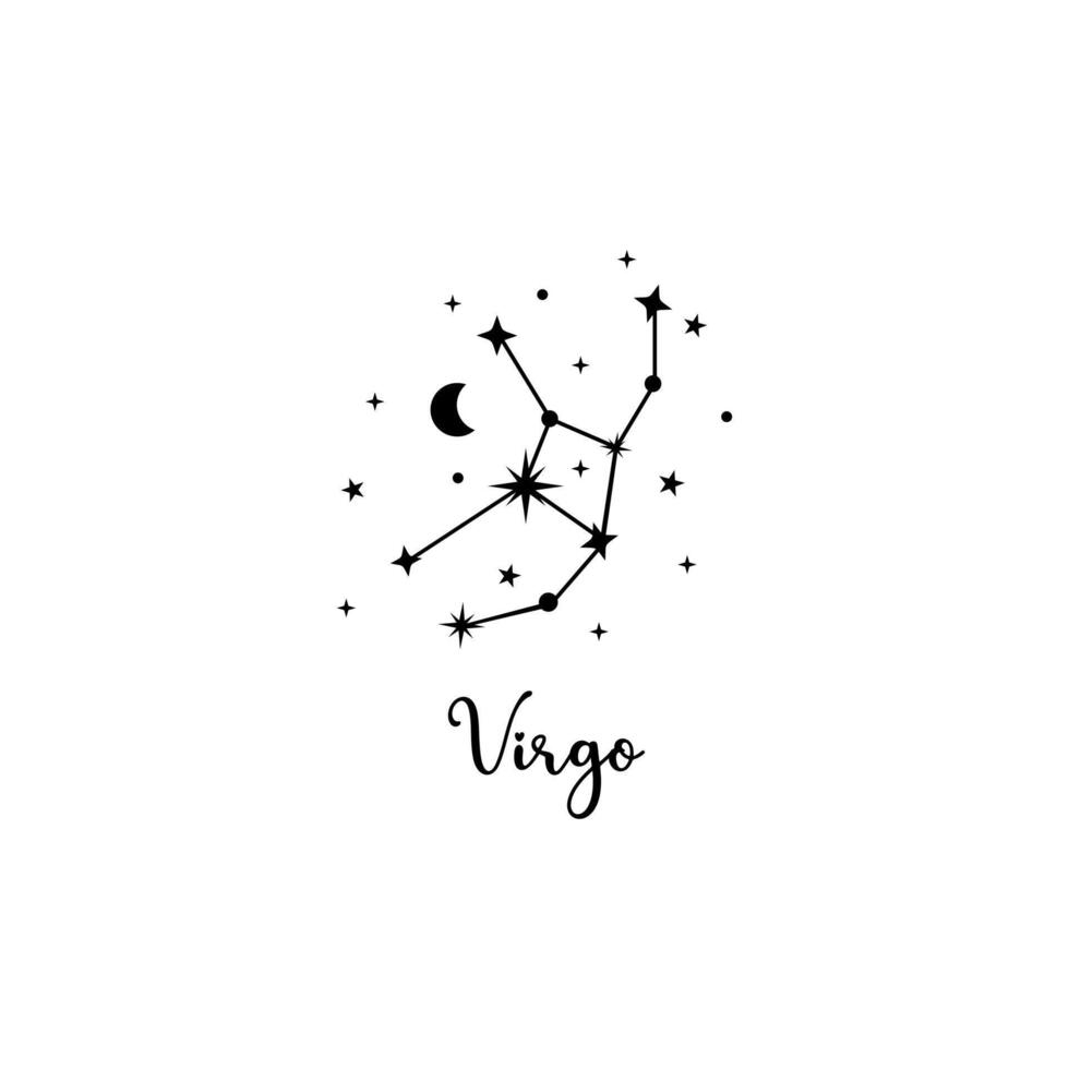 Virgo zodiac sign with moon and stars vector