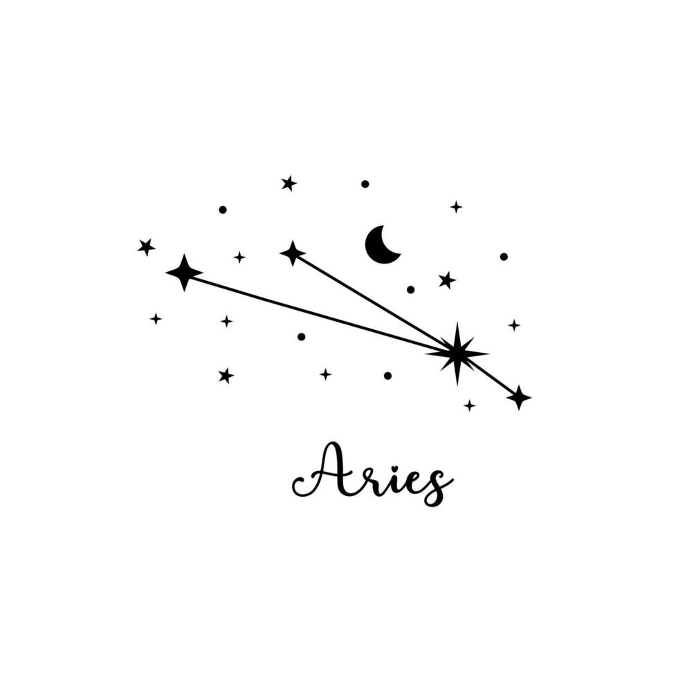 Aries zodiac sign with moon and stars vector