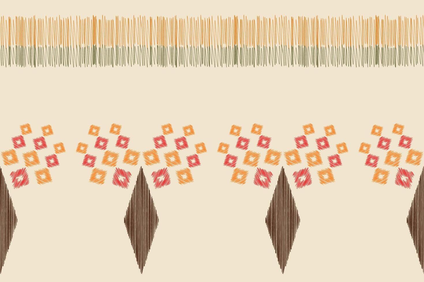 Traditional Ethnic ikat motif fabric pattern background geometric .African Ikat embroidery Ethnic pattern brown cream background wallpaper. Abstract,,illustration.Texture,frame,decoration. vector
