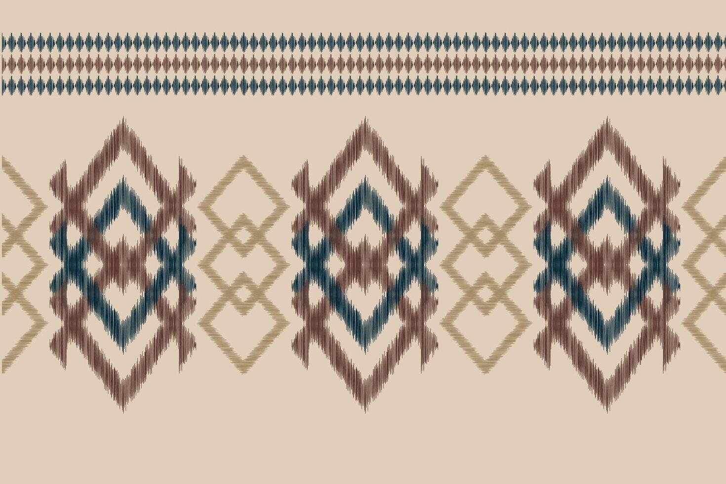 Traditional Ethnic ikat motif fabric pattern background geometric .African Ikat embroidery Ethnic pattern brown cream background wallpaper. Abstract,,illustration.Texture,frame,decoration. vector