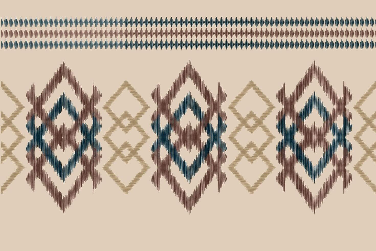 tradicional étnico ikat motivo tela modelo antecedentes geométrico .africano ikat bordado étnico modelo marrón crema antecedentes fondo de pantalla. resumen, ilustración.textura, marco, decoración. vector