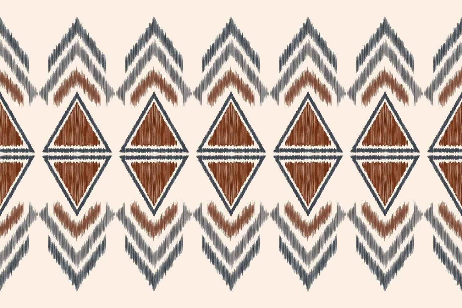 Traditional Ethnic ikat motif fabric pattern background geometric .African Ikat embroidery Ethnic pattern brown cream background wallpaper. Abstract,,illustration.Texture,frame,decoration. vector
