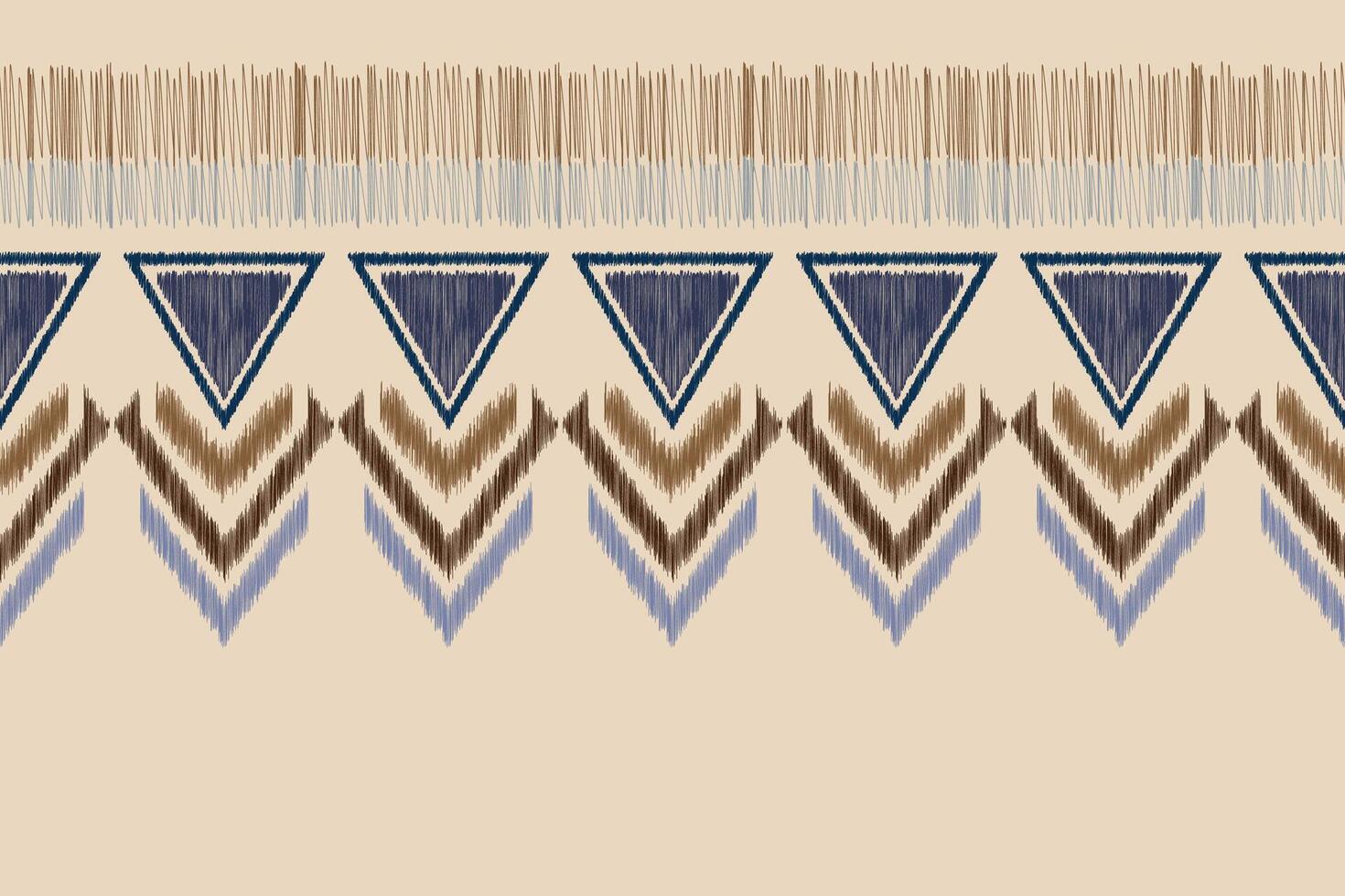 Traditional Ethnic ikat motif fabric pattern background geometric .African Ikat embroidery Ethnic pattern brown cream background wallpaper. Abstract,,illustration.Texture,frame,decoration. vector