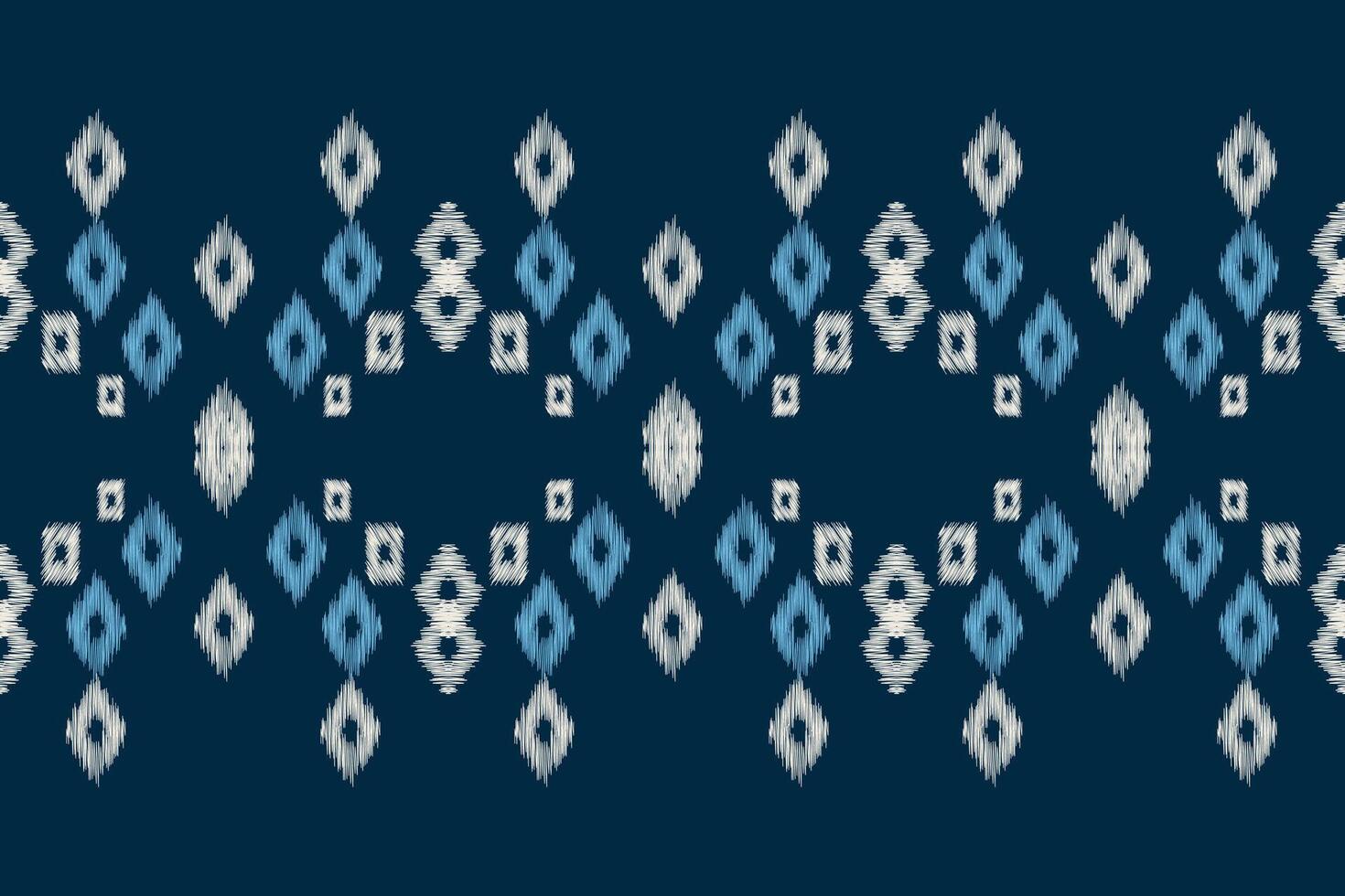 Traditional Ethnic ikat motif fabric pattern geometric style.African Ikat embroidery Ethnic oriental pattern blue background wallpaper. Abstract,,illustration.Texture,frame,decoration. vector
