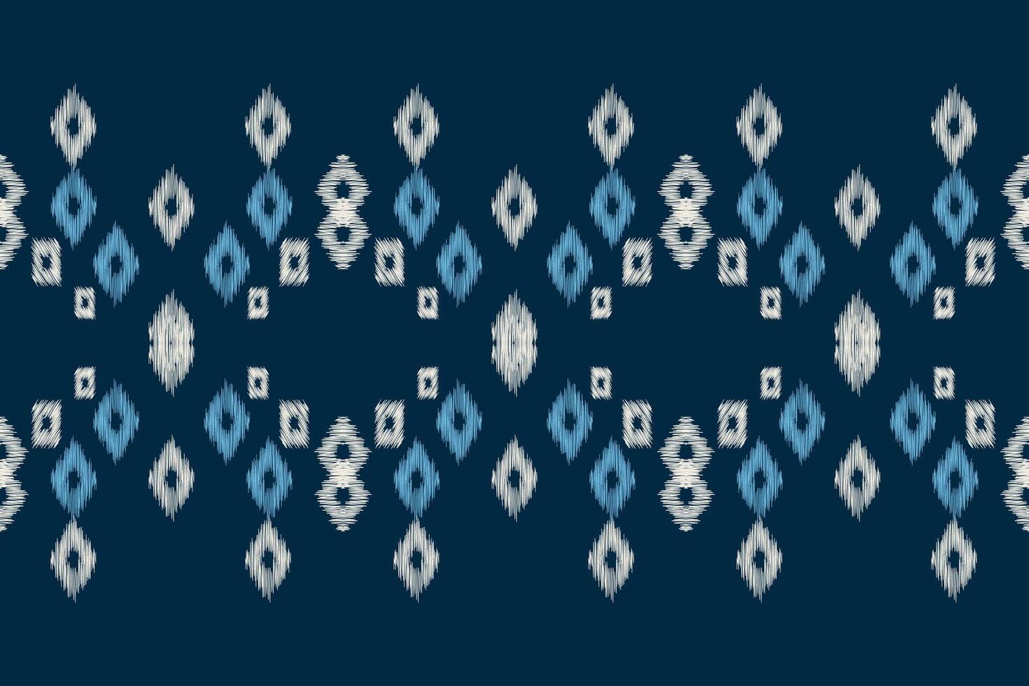 Traditional Ethnic ikat motif fabric pattern geometric style.African Ikat embroidery Ethnic oriental pattern blue background wallpaper. Abstract,,illustration.Texture,frame,decoration. vector