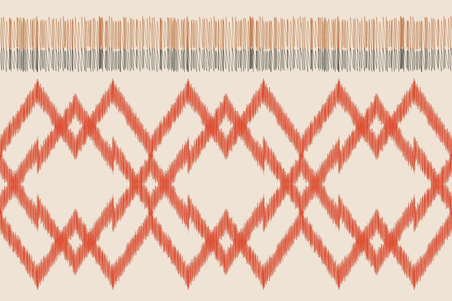 Traditional Ethnic ikat motif fabric pattern background geometric .African Ikat embroidery Ethnic pattern brown cream background wallpaper. Abstract,,illustration.Texture,frame,decoration. vector