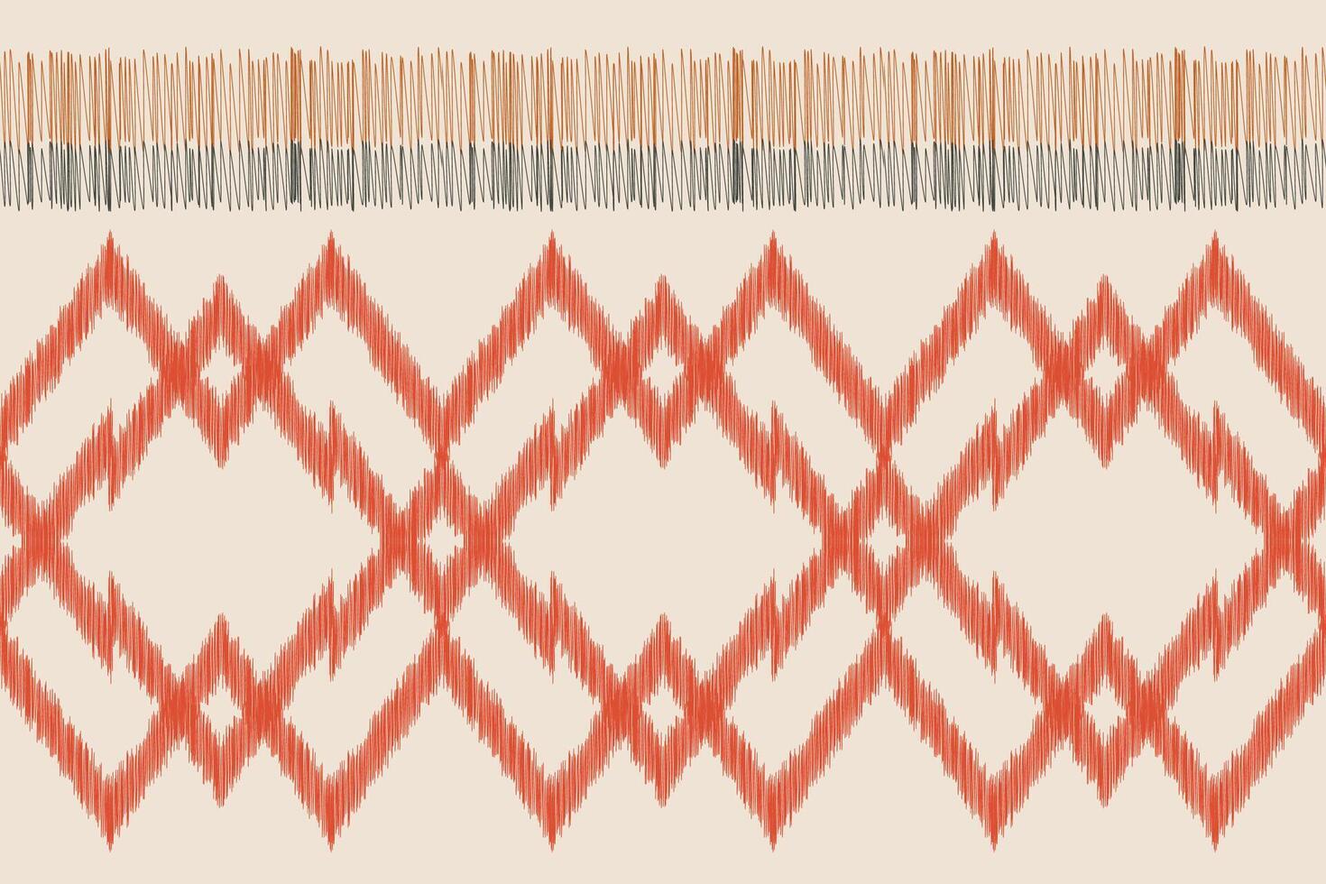 Traditional Ethnic ikat motif fabric pattern background geometric .African Ikat embroidery Ethnic pattern brown cream background wallpaper. Abstract,,illustration.Texture,frame,decoration. vector