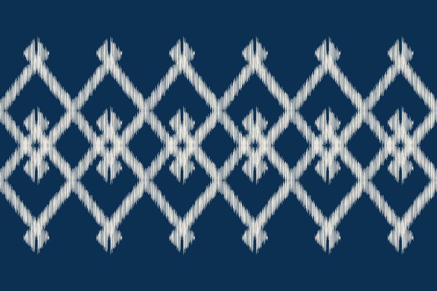 Traditional Ethnic ikat motif fabric pattern geometric style.African Ikat embroidery Ethnic oriental pattern blue background wallpaper. Abstract,,illustration.Texture,frame,decoration. vector