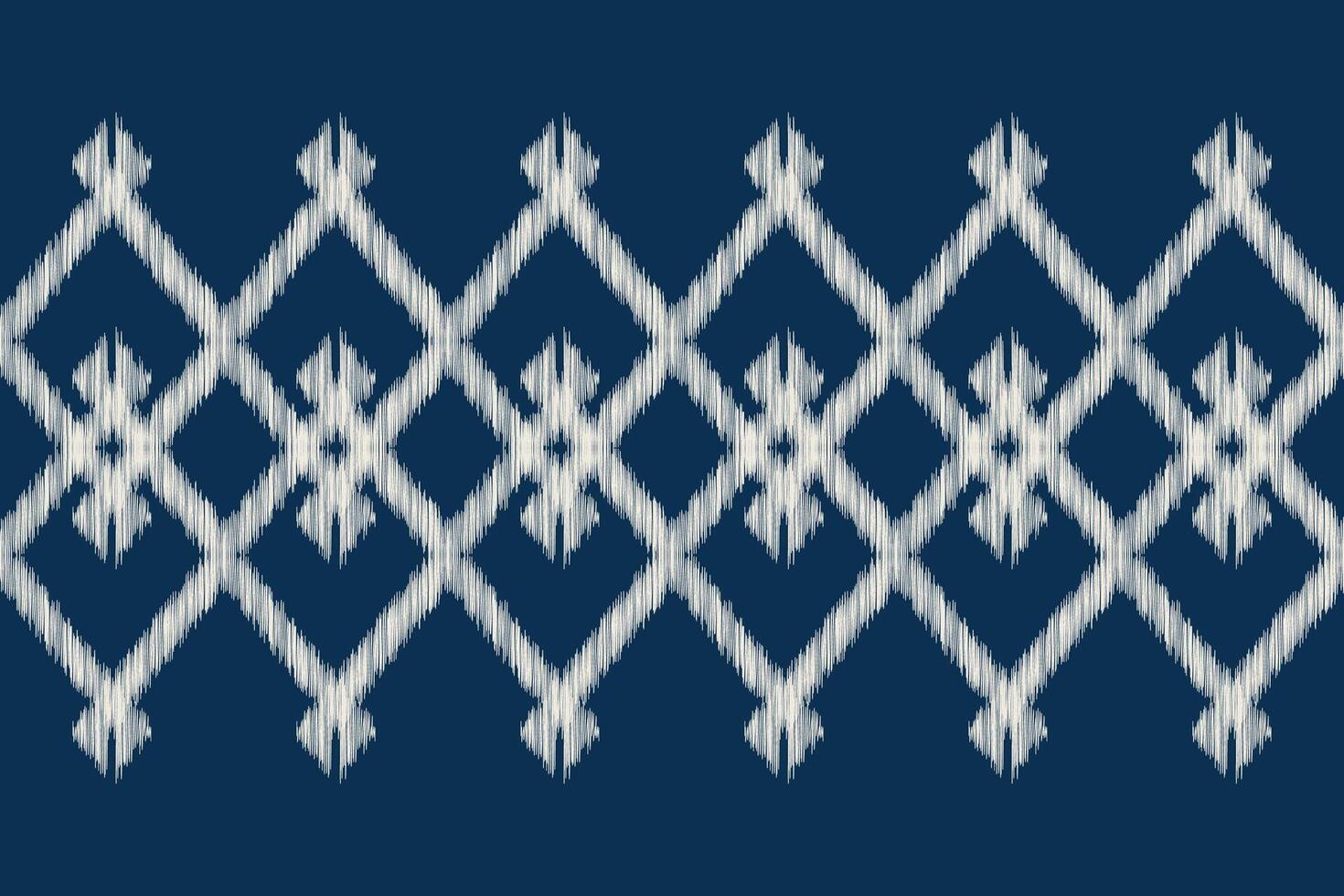 Traditional Ethnic ikat motif fabric pattern geometric style.African Ikat embroidery Ethnic oriental pattern blue background wallpaper. Abstract,,illustration.Texture,frame,decoration. vector