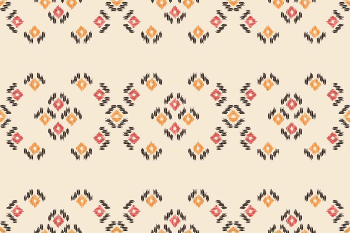 Traditional Ethnic ikat motif fabric pattern background geometric .African Ikat embroidery Ethnic pattern brown cream background wallpaper. Abstract,,illustration.Texture,frame,decoration. vector