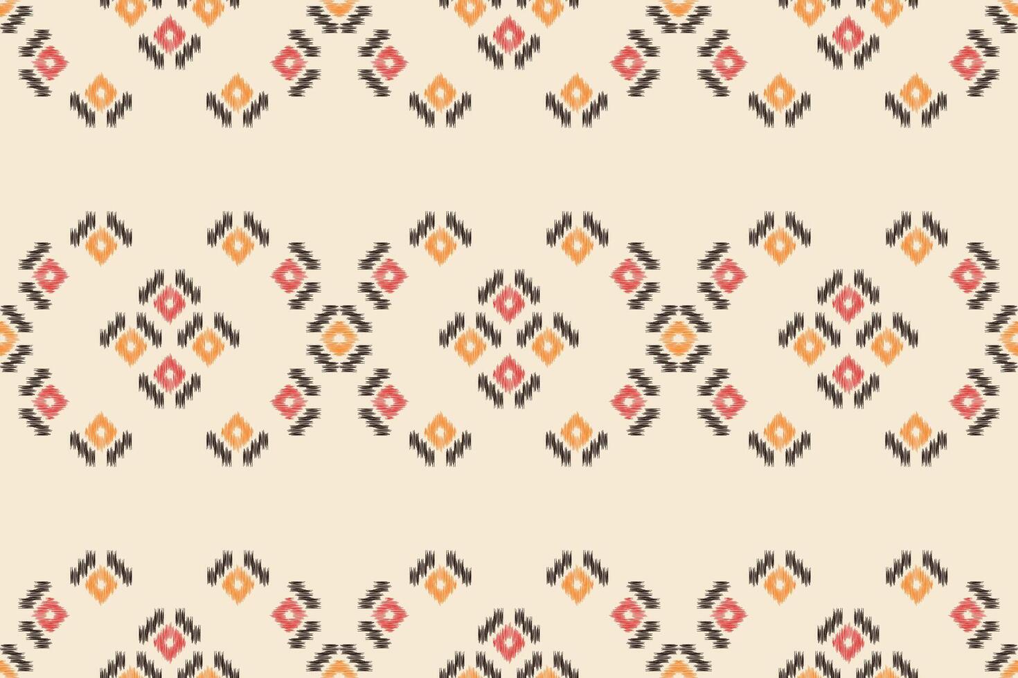 Traditional Ethnic ikat motif fabric pattern background geometric .African Ikat embroidery Ethnic pattern brown cream background wallpaper. Abstract,,illustration.Texture,frame,decoration. vector