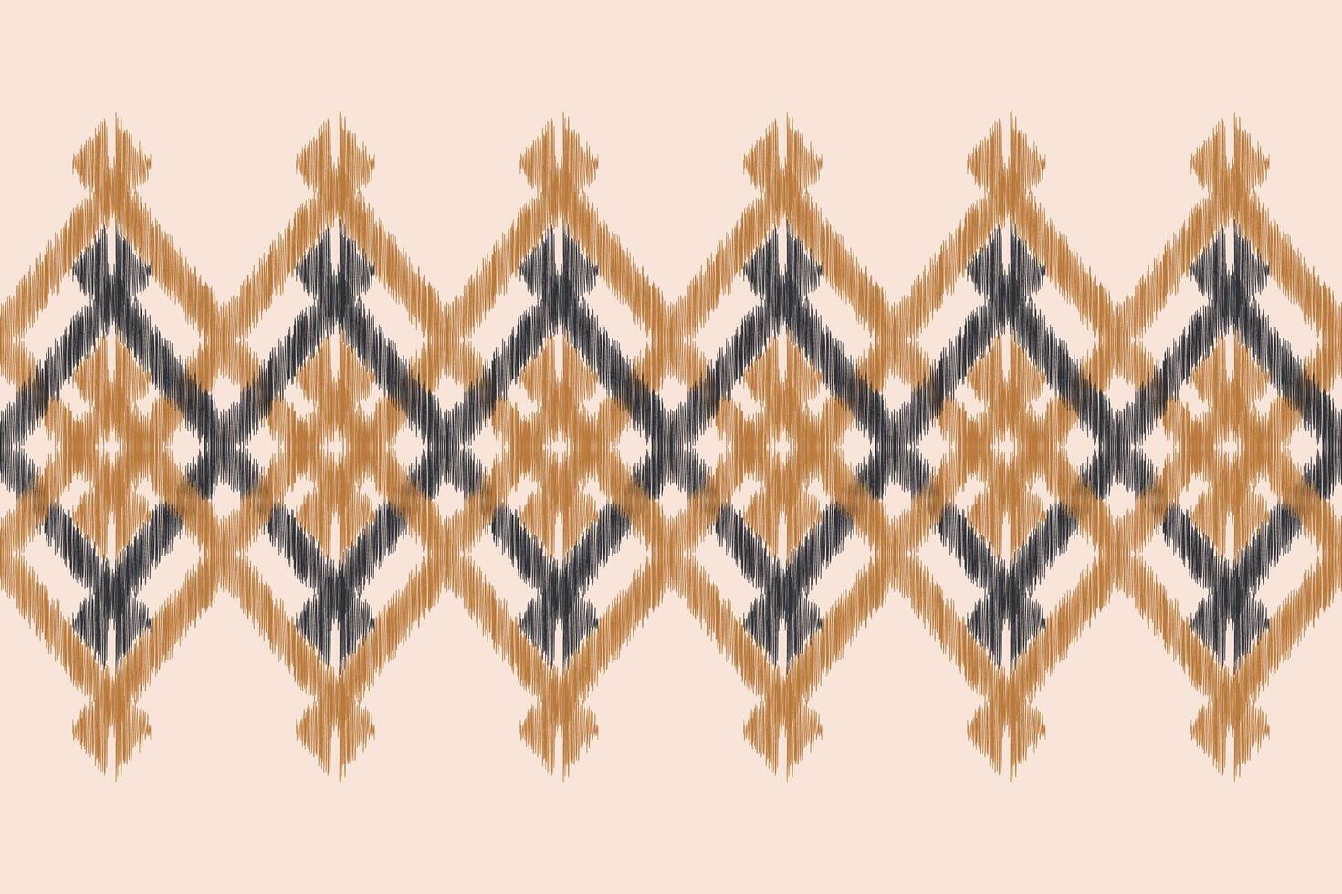 Traditional Ethnic ikat motif fabric pattern background geometric .African Ikat embroidery Ethnic pattern brown cream background wallpaper. Abstract,,illustration.Texture,frame,decoration. vector