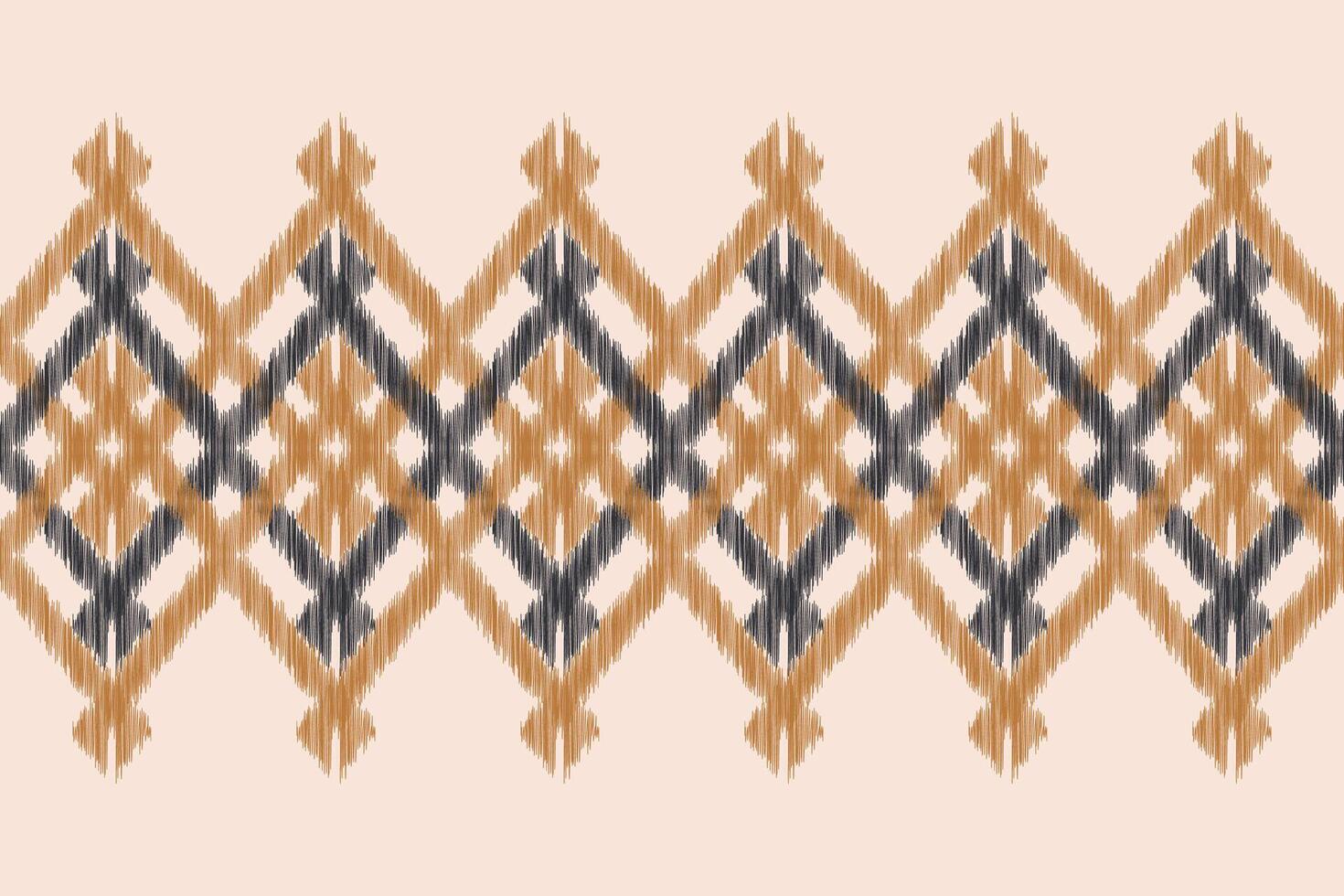 Traditional Ethnic ikat motif fabric pattern background geometric .African Ikat embroidery Ethnic pattern brown cream background wallpaper. Abstract,,illustration.Texture,frame,decoration. vector